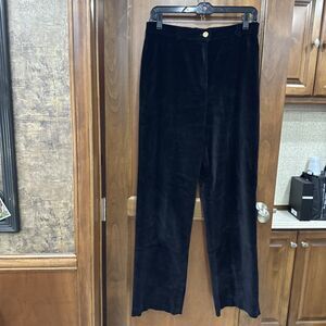 ST. JOHN Sport Marie Gray Women’s Sz 6 Black Straight Leg Velvet Trouser Pants